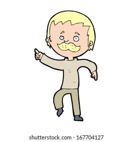 cartoon man with mustache pointing
