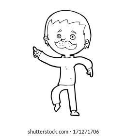 cartoon man with mustache pointing