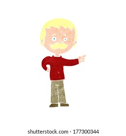 cartoon man with mustache pointing