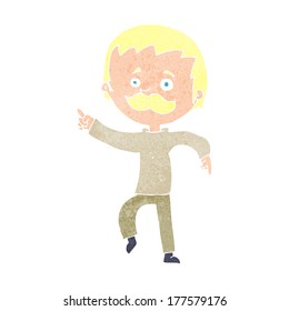 cartoon man with mustache pointing