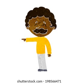 caricaturista con bigote apuntando