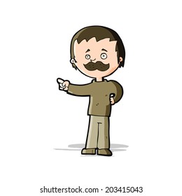 caricaturista con bigote apuntando