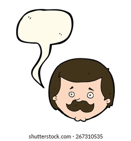 caricaturista con bigote con burbuja de habla