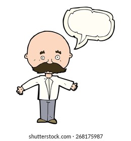 caricaturista con bigote con burbuja de habla