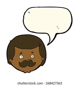 caricaturista con bigote con burbuja de habla