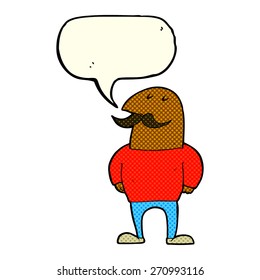 caricaturista con bigote y burbuja de habla