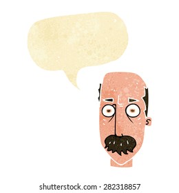 caricaturista con bigote con burbuja de habla
