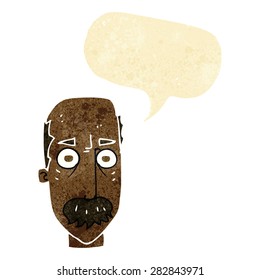 caricaturista con bigote con burbuja de habla