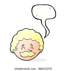 caricaturista con bigote con burbuja de habla