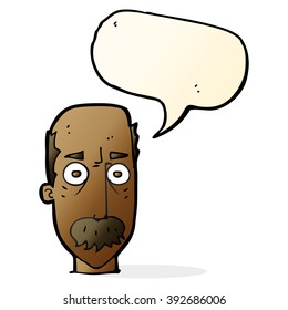 caricaturista con bigote con burbuja de habla