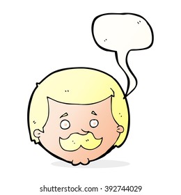 caricaturista con bigote con burbuja de habla
