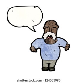 cartoon man with mustache talking