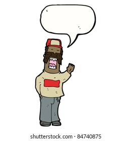 cartoon man with mustache talking