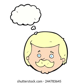 Cartoon-Mann mit Schnurrbart mit Gedankenblase