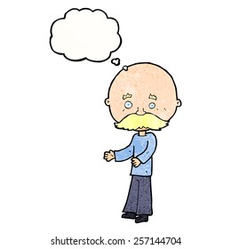 Cartoon-Mann mit Schnurrbart mit Gedankenblase