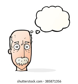 cartoon man with mustache with thought bubble