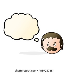 cartoon man with mustache with thought bubble