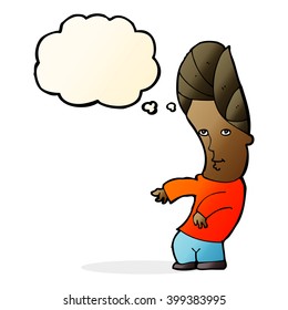 cartoon man with no worries with thought bubble