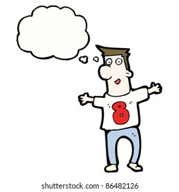cartoon man in number 8 shirt