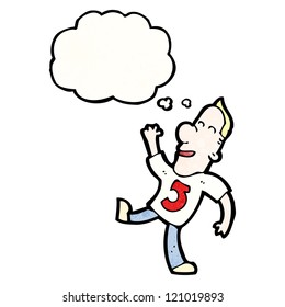cartoon man in number five tee