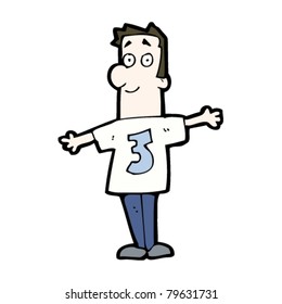 caricaturista con número en tres camisetas
