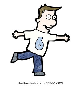 cartoon man with number six shirt