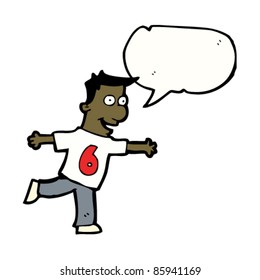 cartoon man in number six shirt