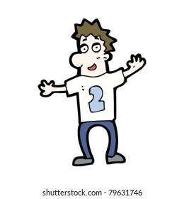 cartoon man with number two on shirt