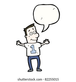 Cartoon-Mann mit nummeriertem Hemd