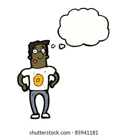 cartoon man in numeral zero shirt