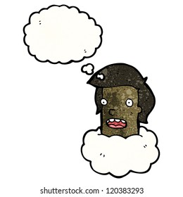 homem de desenho animado na nuvem