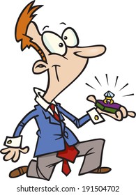 cartoon man on one knee proposing