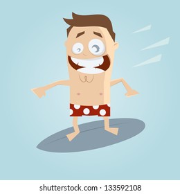 cartoon man on a surfboard