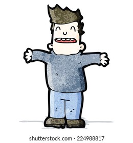 caricaturista con los brazos abiertos