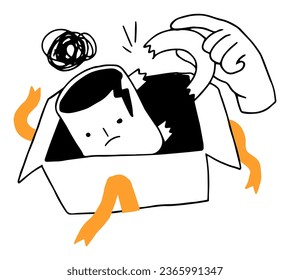 a cartoon of a man opening a box