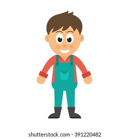cartoon man in overalls vector