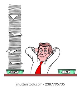 cartoon man overwork and chill hand drawn vector
