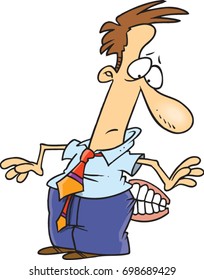 cartoon man with a pair of teeth biting his behind