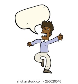cartoon man panicking with speech bubble