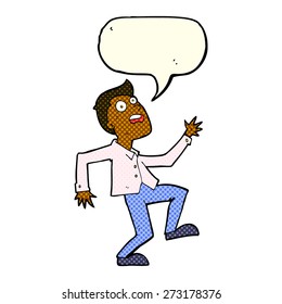 cartoon man panicking with speech bubble
