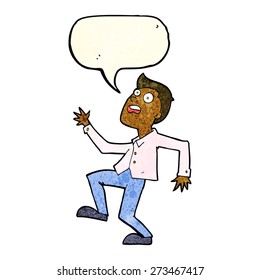 cartoon man panicking with speech bubble