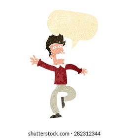 cartoon man panicking with speech bubble