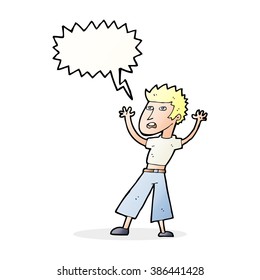 cartoon man panicking with speech bubble