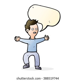 cartoon man panicking with speech bubble