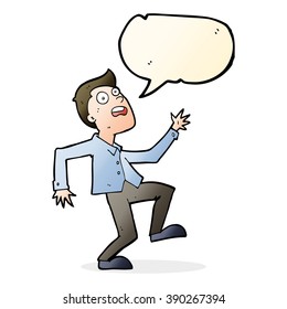 cartoon man panicking with speech bubble