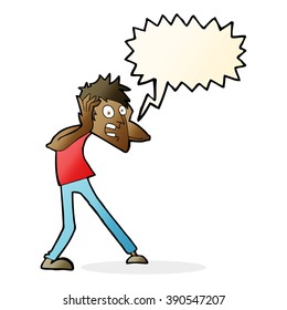 cartoon man panicking with speech bubble