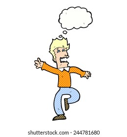 cartoon man panicking with thought bubble