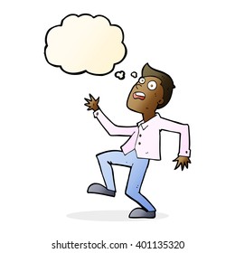 cartoon man panicking with thought bubble
