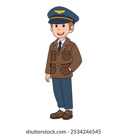 Cartoon Man Pilot Vektorgrafik
