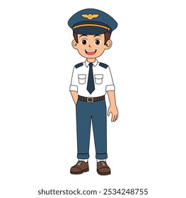 Cartoon Man Pilot Vector Illustration
